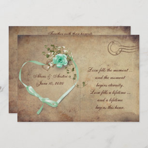 Cartão postal Rosa de Casamento verde-menta