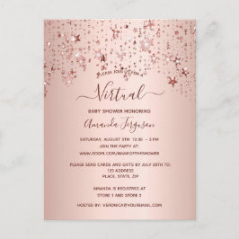 Cartão Postal rosa de chá de fraldas de estrelas douradas virtua