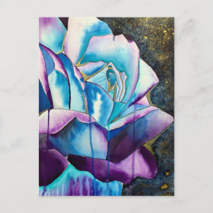 Cartão Postal Rosa de cor gótica púrpura azul