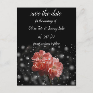 Cartão Postal Rosa de coral e preto