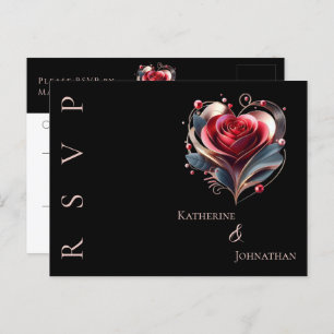 Cartão Postal Rosa de Forma Moderna - RSVP-Casamento -