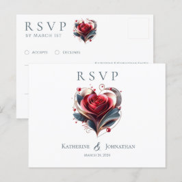 Cartão Postal Rosa de Forma Moderna - RSVP-Casamento -