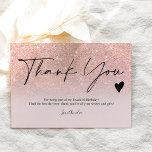 Cartão Postal Rosa de moderno, obrigado de script brilhante para<br><div class="desc">Gradiente mbre mbre verde-azul-claro-preto rosa-ouro moderno obrigado doce 16</div>