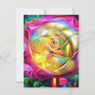 Cartão Postal Rosa do Arco-Íris Psicodélico