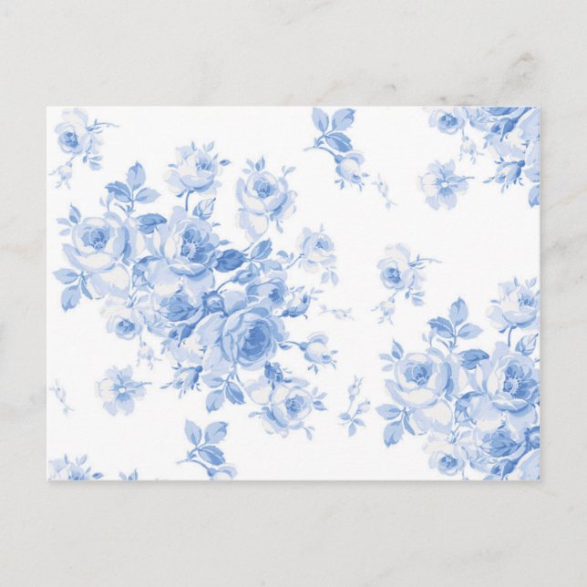 Cartão Postal Rosa do Lago Emily Summer em azul (Frente)