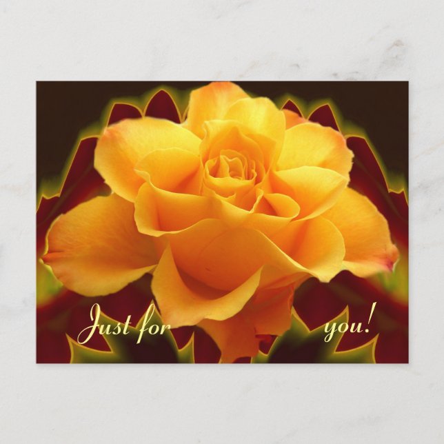 Cartão Postal Rosa dourada em folha estilizada (Frente)