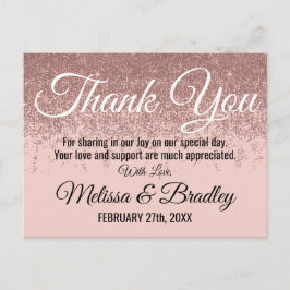 Cartão Postal Rosa Dourada Glitter Sparkles Blush Rosa Muito Obr