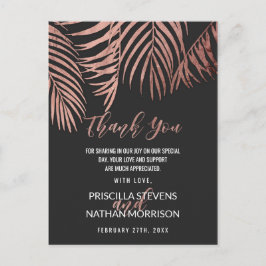 Cartão Postal Rosa Dourada Palm Tree Fronteira Negra Moderna Obr
