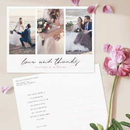 Cartão Postal Rosa Dourado Casamento de Colagem Multifotográfica