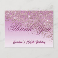 Rosa Dourado Glitter, 100º Aniversário Obrigado