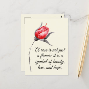 Cartão Postal Rosa elegante com citação inspiracional