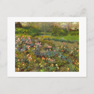 Cartão Postal Rosa Garden por Renoir bela arte impressionista