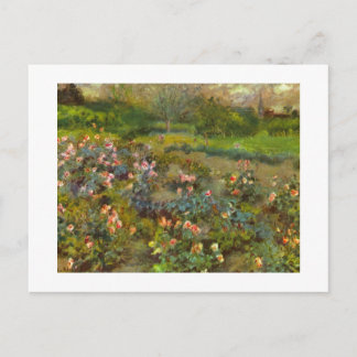 Cartão Postal Rosa Garden por Renoir bela arte impressionista