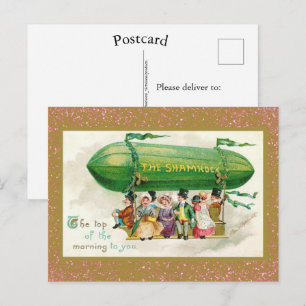 Cartão Postal rosa irlandês Zeppelin Dia de São Patrício Dour