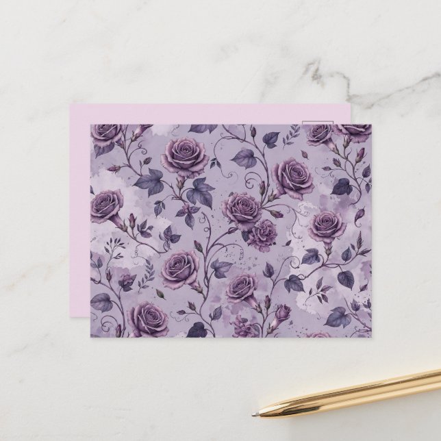 Cartão Postal Rosa Lavanda Empoeirada Tons Sonhadores Florais  (Frente/Verso In Situ)