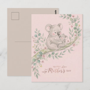 Cartão Postal Rosa, Mãe de Coala Gentil e Filhote