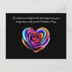 Cartão Postal Rosa Namorados Coloridos em Forma de Coração-