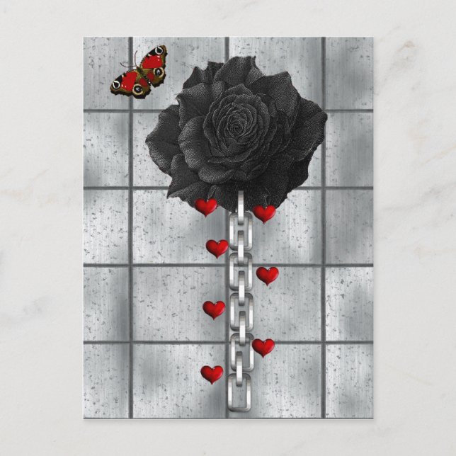 Cartão Postal Rosa Negra De Amor (Frente)
