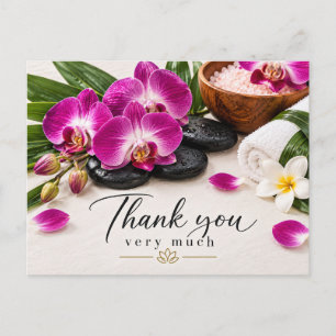 Cartão Postal Rosa Orchidea Spa Obrigado Elegante Bem-Estar