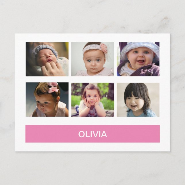 Cartão Postal Rosa Pastel Personalizado – Foto Personalizada (Frente)