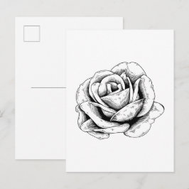 Cartão Postal Rosa preta e branca