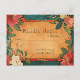 Cartão Postal 🌹 Rosa Romance: Art Nouveau Splendor