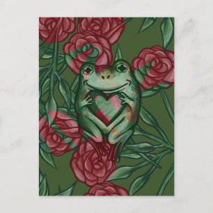 Cartão Postal Rosa Sapo Rosas Padrão de Sapos Rosada Sapos 