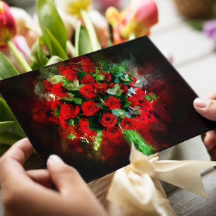Cartão Postal Rosa vermelha de flor de Buquê - bb