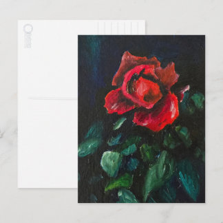 Cartão Postal Rosa Vermelha e Preta