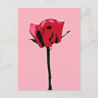 Cartão Postal Rosa Vermelha e Rosa