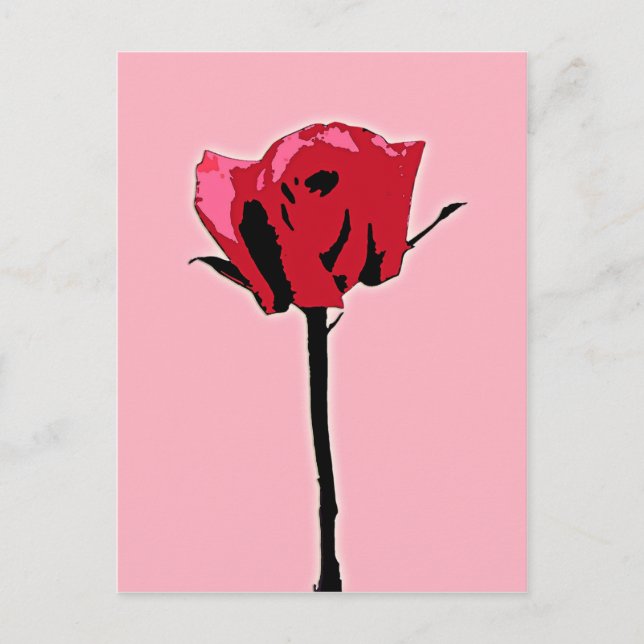 Cartão Postal Rosa Vermelha e Rosa (Frente)