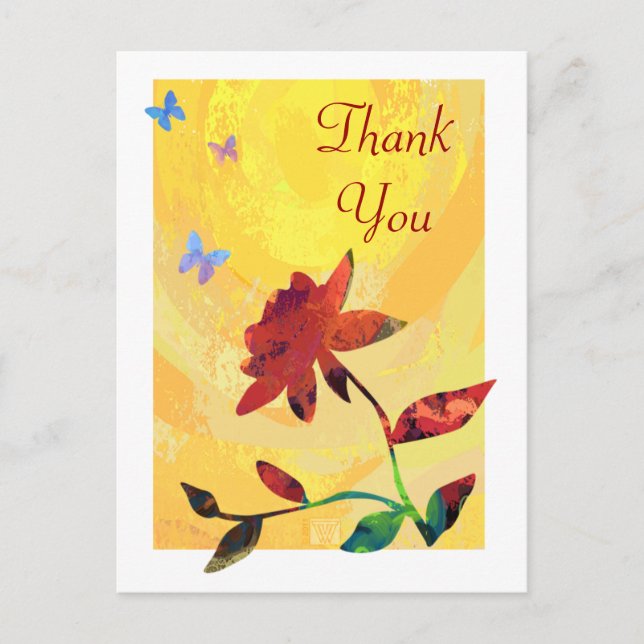 Cartão Postal Rosa vermelha em amarelo (Frente)