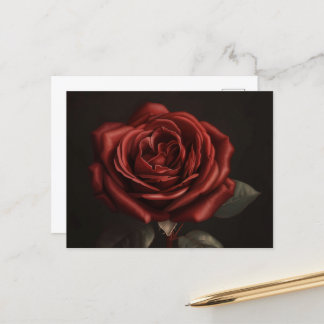 Cartão Postal Rosa vermelha no Namorados preto