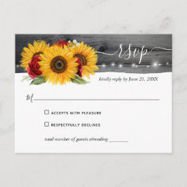 Cartão Postal Rosa vermelha Rustic Watercolor RSVP — Casamento S