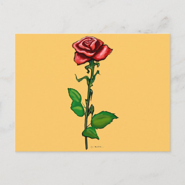 Cartão Postal Rosa vermelha solteiro (Frente)