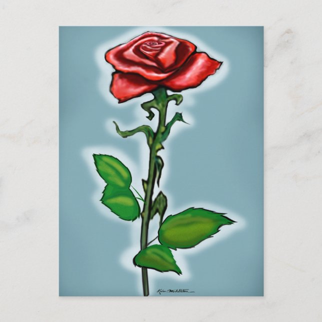 Cartão Postal Rosa vermelha solteiro (Frente)