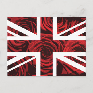Cartão Postal Rosa vermelha Union Jack British(UK) Flag