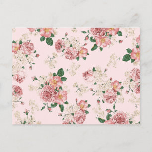 Cartão Postal Rosa Vintage Floral 