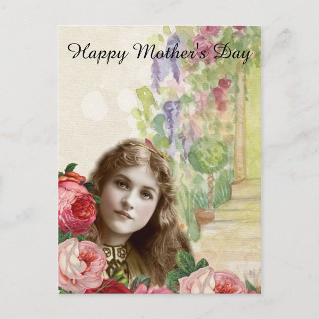 Cartão Postal Rosa vitoriano de couve Floral (Frente)