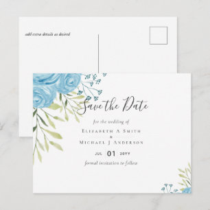 Cartão Postal Rosas Azuis Dusty Orçamento de Casamento