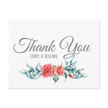 Rosas bonito e Eucalyptus em Obrigado Cartão-posta