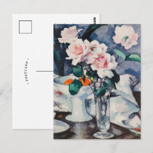 Cartão Postal Rosas Cor-de-Rosa em um Vaso de Vidro Samuel Joh