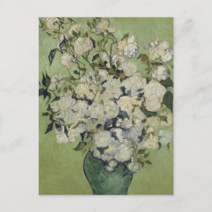 Cartão Postal Rosas cor-de-rosa-vida em um vaso de Van Gogh