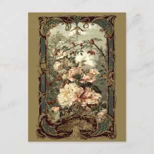 Cartão Postal Rosas da Era Vitoriana e Quadro Rococó Barroco