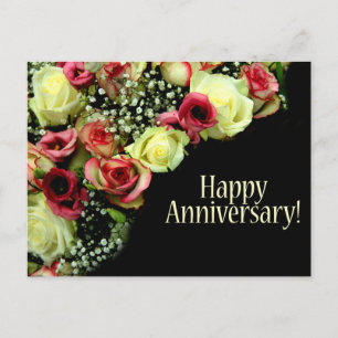 Cartão Postal Rosas de aniversário felizes