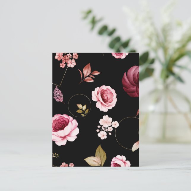 Cartão Postal Rosas de aquarela 32 (Em pé/Frente)