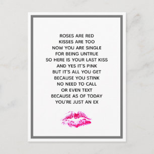 Cartão Postal Rosas De Divórcio Engraçados São Poema Vermelho