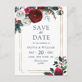 Cartão Postal Rosas de inverno legantes Casamento de folhagem Sa