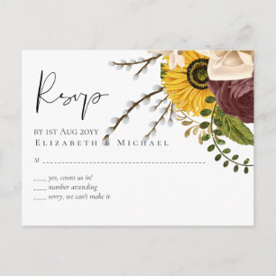 Cartão Postal Rosas de Marsala Girassóis Orçamento Casamento Bar