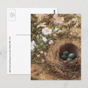 Cartão Postal Rosas de Ninho e Cachorro de Bird, de John William